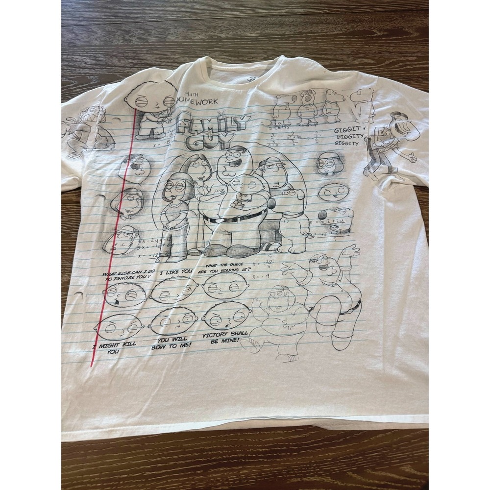 Family Guy Liquid Blue Notebook Sketch All Over Print Shirt 3XL Stewie Quagmire